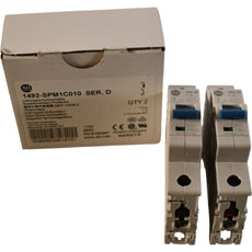 Pack of 2 NEW Allen Bradley 1492-SPM1C010 Ser D 1P 1A 277V Circuit Breaker