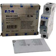 NEW Eaton WMZS1C63 Circuit Breaker UL1077 1P 63A C Curve DIN Rail 10kA