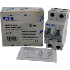 NEW EATON WMZS2C01 1A 2 Pole Type C 10kA DIN Rail Circuit Breaker 277/480V