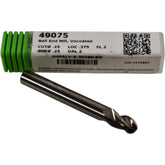 NEW Helical 49075 1/4'' Ball End Mill 3F Uncoated Solid Carbide 40� degree
