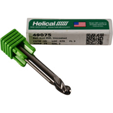 NEW Helical 49075 1/4'' Ball End Mill 3F Solid Carbide 40 deg.