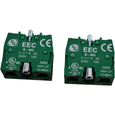 NEW Lot of 2 EEC R-NO Normally Open Contact Block A600 240V 10A