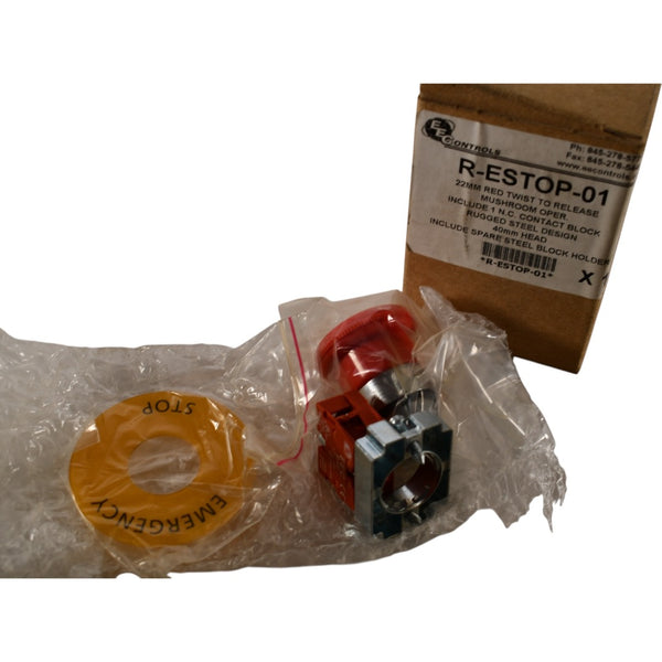 NEW EEC R-ESTOP-01 22mm E-Stop Pushbutton Red Twist Switch Release 1NC ...