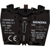 NEW Siemens 3SB3400-0A Contact Block 1NO 1NC 22mm Screw Terminal Front Mount