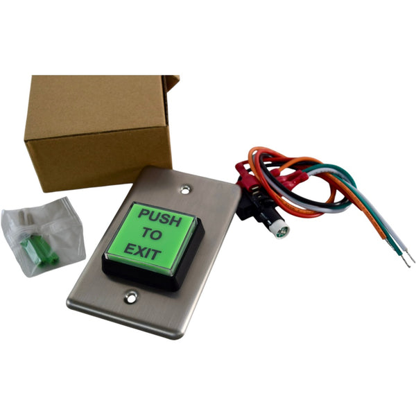 NEW Push to Exit Button Indoor Green Square Request to Exit Button Sta ...