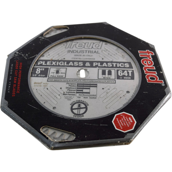 NEW FREUD LU94M008 8'' 64T MTCG Plexiglass Plastics Saw Blade 5/8'' Ar ...