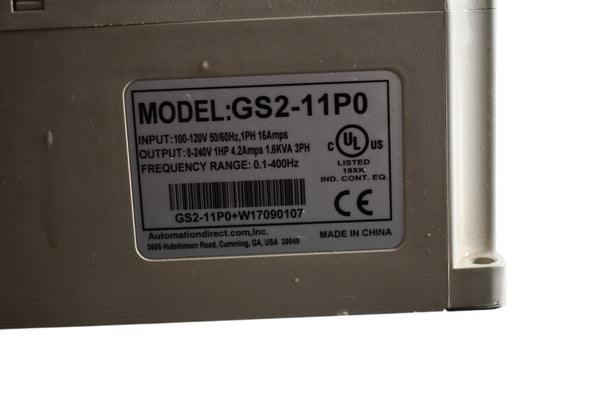 Automation Direct GS2-11P0 AC Micro Drive 1HP 120V 1-Ph VFD Variable F ...