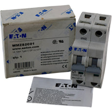 NEW Eaton WMZS2C01 Miniature Circuit Breaker 1A 2P Type C UL 1077 10kA 277/480V