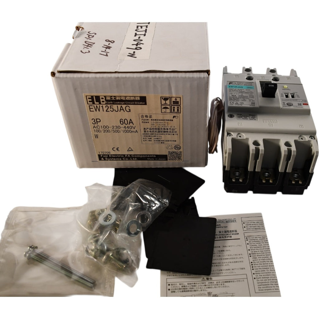 60a NEW Fuji Electric EW125JAG Earth Leakage Circuit Breaker 3P 60A 125AF ...