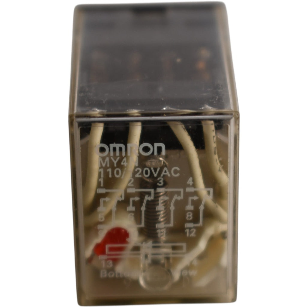 NEW OMRON MY4N 110/120VAC 4PDT Power Relay 5A 14 Pin Plug-In w/ LED In ...