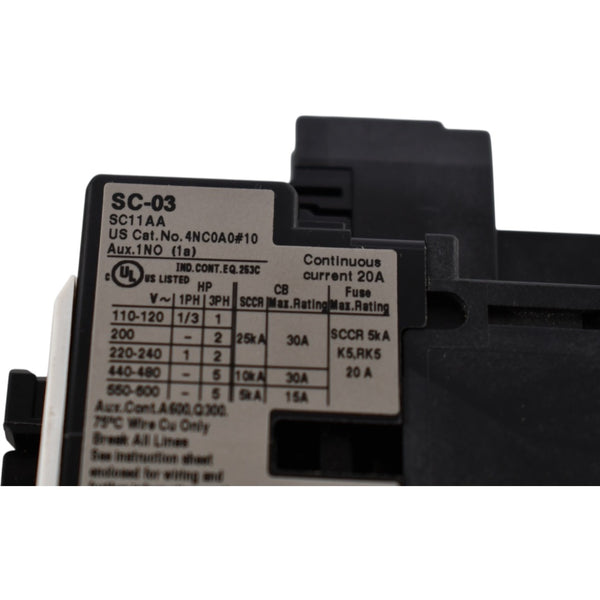NEW FUJI SC-03 SC11AA Magnetic Contactor 20A 110-120VAC Coil 1NO Aux U ...