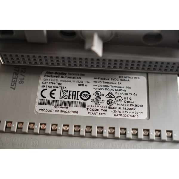 NEW Allen Bradley 1794-TB3 Ser A FLEX I/O 3-Wire Terminal Base Module ...