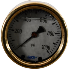 NEW Wika Liquid Filled Gauge 0-1000 PSI 1/2'' NPT Back Brass 2.5''