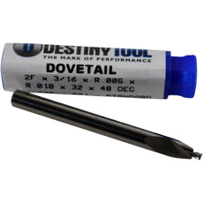 NEW Destiny Tool BAN12DT132 Dovetail Cutter 3/16'' 48 Deg Carbide 2F