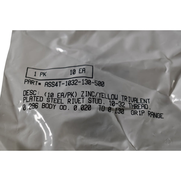 NEW AVK ASS4T-1032-130-500 Captive Stud Rivet Nut #10-32 Steel 10PK ...