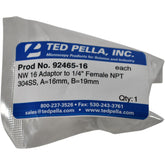 NEW Ted Pella 92465-16 NW/KF 16 Flange to 1/4'' Female NPT Adapter Stainless Steel