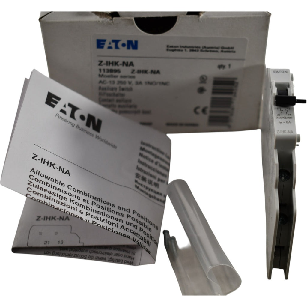 NEW Eaton Z-IHK-NA Auxiliary Contact Module 1NO 1NC 6A 250V DIN Rail ...