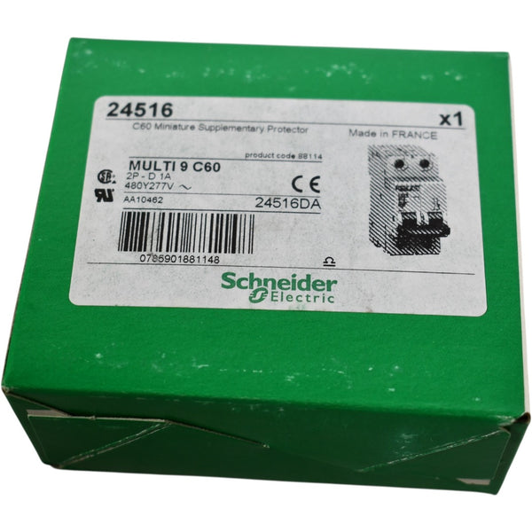 NEW Schneider Electric 24516 Multi 9 C60 1A 2-Pole D-Curve Circuit Bre ...