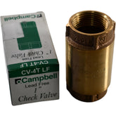 NEW Campbell CV-4TLF 1 inch FNPT Brass Lead Free Spring Check Valve 200 PSI 18GPM