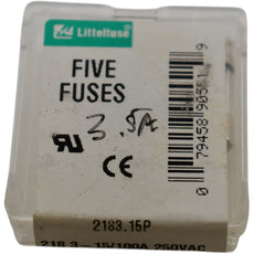 NEW Littelfuse 2183.15P 3.15A 250V AC Time Delay Glass Fuse Qty 5