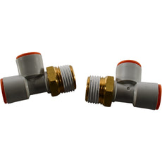 Lot of 2 NEW SMC KQ2Y13-37AS Male Run Tee Pneumatic Fitting 1/2in NPT 1/2in Tube