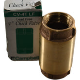 NEW Campbell CV-4T-LF Red Brass Spring Check Valve 1 inch FNPT Lead Free 200 PSI