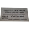 NEW Aurora Pump 476-1201-644 Genuine Replacement Repair Kit
