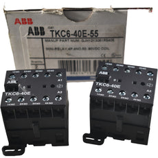 NEW Lot 2 ABB TKC6-40E-55 Mini Contactor Relay 4P 4NO 50-90VDC Coil