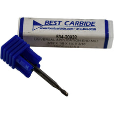 NEW Best Carbide 534-20938 3/32'' Universal End Mill 2FL AlTiN 1/8'' Shank