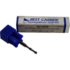NEW Best Carbide 521-20938 3/32'' End Mill 2FL 1/8'' Shank Solid Carbide