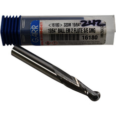 NEW GARR 16180 320M 19/64'' Ball End Mill 2FL SE SMG Solid Carbide