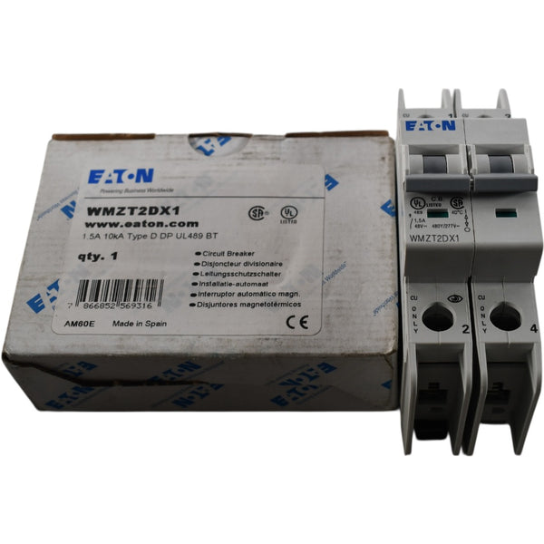 NEW Eaton WMZT2DX1 Miniature Circuit Breaker 1A 2 Pole 480Y 277V Type ...