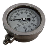McDaniel Controls 0-1000 PSI Pressure Gauge 316SS Tube and Socket Liquid Filled