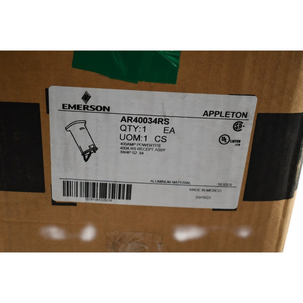 NEW Appleton AR40034RS 400A Powertite Reverse Service Receptacle 600V ...