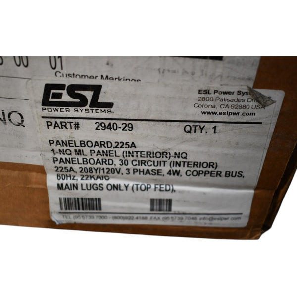 NEW ESL Power Systems 2940-29 Square D NQ 225A 208Y 120V 3 Phase 30 Ci ...