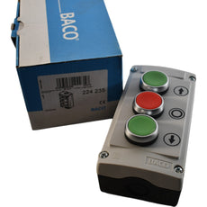 NEW BACO LBX30430 224 235 22mm 3-Button Control Station Green Red Green Flush