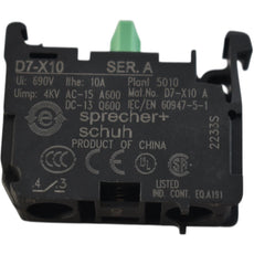 NEW Sprecher + Schuh D7-X10 Contact Block 1NO 10A 690V Front Mount Series A