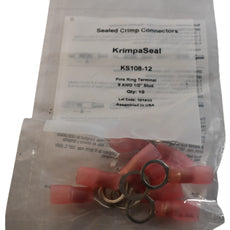 NEW Pack of 10 KrimpaSeal KS108-12 Pink Ring Terminal 8 AWG 1/2'' Stud Sealed