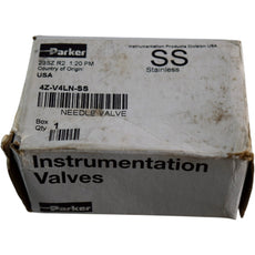 NEW Parker 4Z-V4LN-SS Needle Valve 1/4 CPI Compression 316 Stainless 5000 PSI