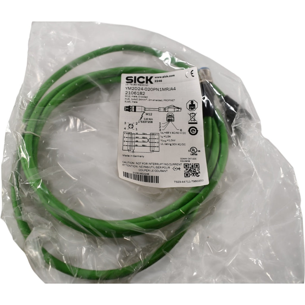NEW SICK 2106182 YM2D24-020PN1MRJA4 Ethernet PROFINET 2m M12 RJ45 Shie ...