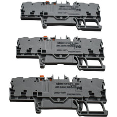 Lot of 3 NEW WAGO 2002-1871 TOPJOB S 4-Conductor Disconnect Terminal Block Gray