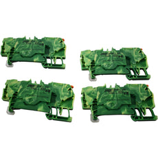 NEW Lot of 4 Wago 2102-5307 TOPJOB S 3-Conductor Ground Terminal Block Green-Yellow