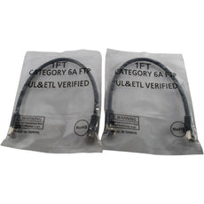 NEW Lot of 2 Cat6A FTP Shielded Ethernet Patch Cable Black 1FT 10Gbps RJ45
