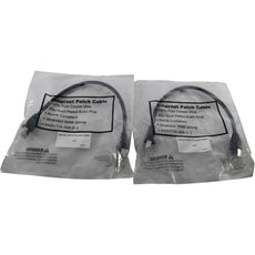 NEW Lot of 2 Cat6A Shielded SSTP Ethernet Patch Cable Black 1FT 10Gbps RJ45