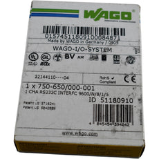 NEW WAGO 750-650/000-001 RS232C Serial Interface 9600/N/8/1/5 PLC Module