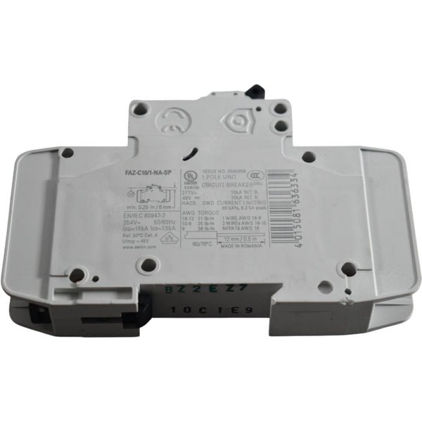 Eaton FAZ-C10/1-NA 10A 1 Pole Miniature Circuit Breaker 277VAC 48VDC ...