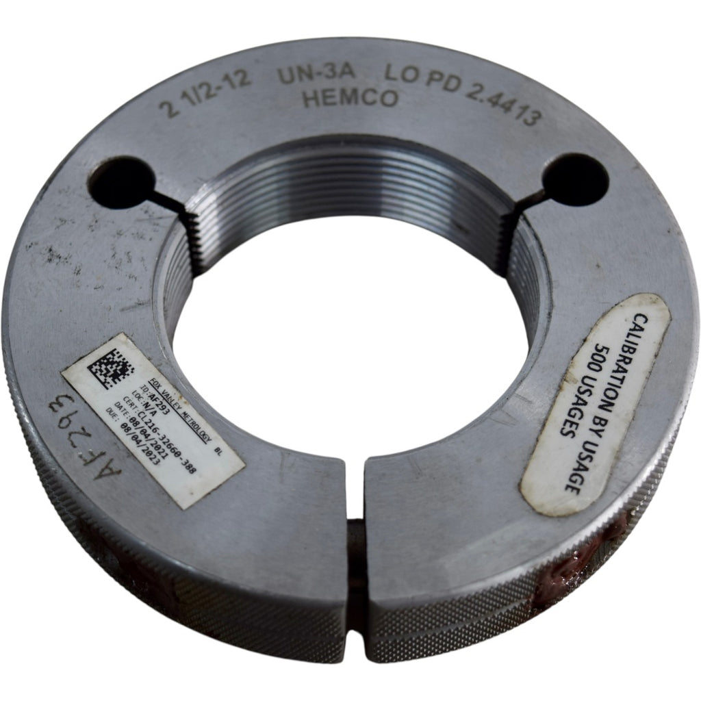 HEMCO 2 1/2-12 UN-3A LO Thread Ring Gage PD 2.4413 AF293 – VB ...
