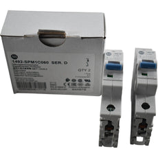 NEW Pack of 2 Allen Bradley 1492-SPM1C060 Ser D Supplementary Protector 6A