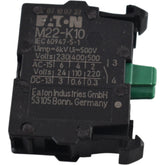 NEW Eaton M22-K10 Contact Block 1 NO Normally Open 600V 10A 22.5mm Front Mount