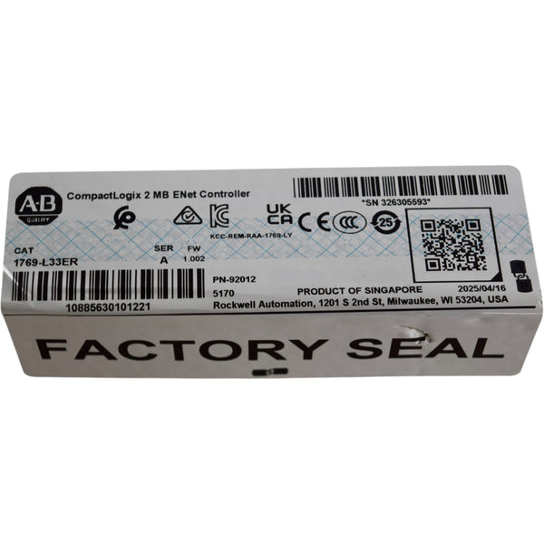 NEW Allen Bradley 1769-L33ER CompactLogix 2 MB ENet Controller Series ...